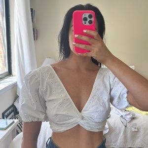 Zara embroidered crop top